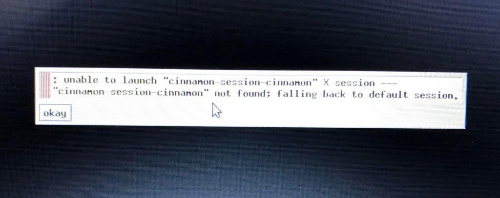 Cinnamon não carrega como resolver erro session cinnamin not found