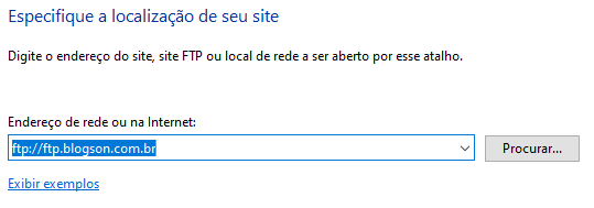 configurar FTP no Windows como Local de Rede