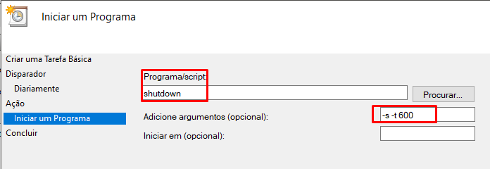 configurar desligamento automático no Windows