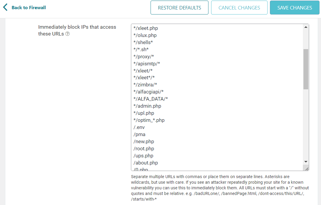 Bloquear urls maliciosas e malwares no Wordfence